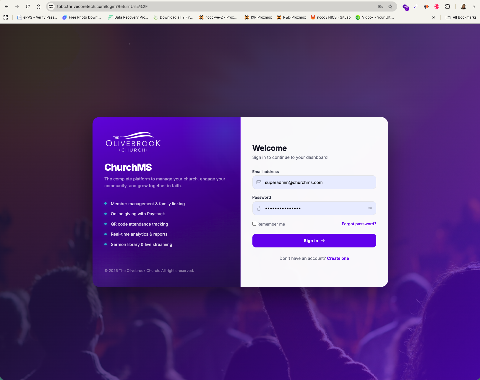 ChurchMS church management platform
