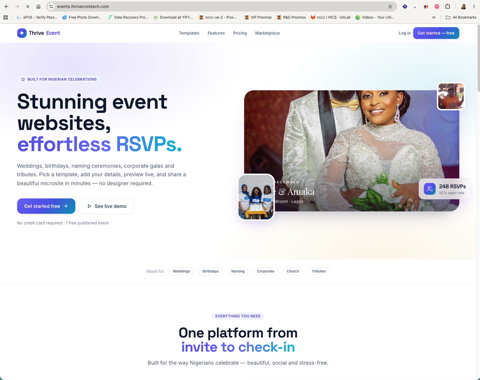 ThriveEvent event websites and RSVP platform