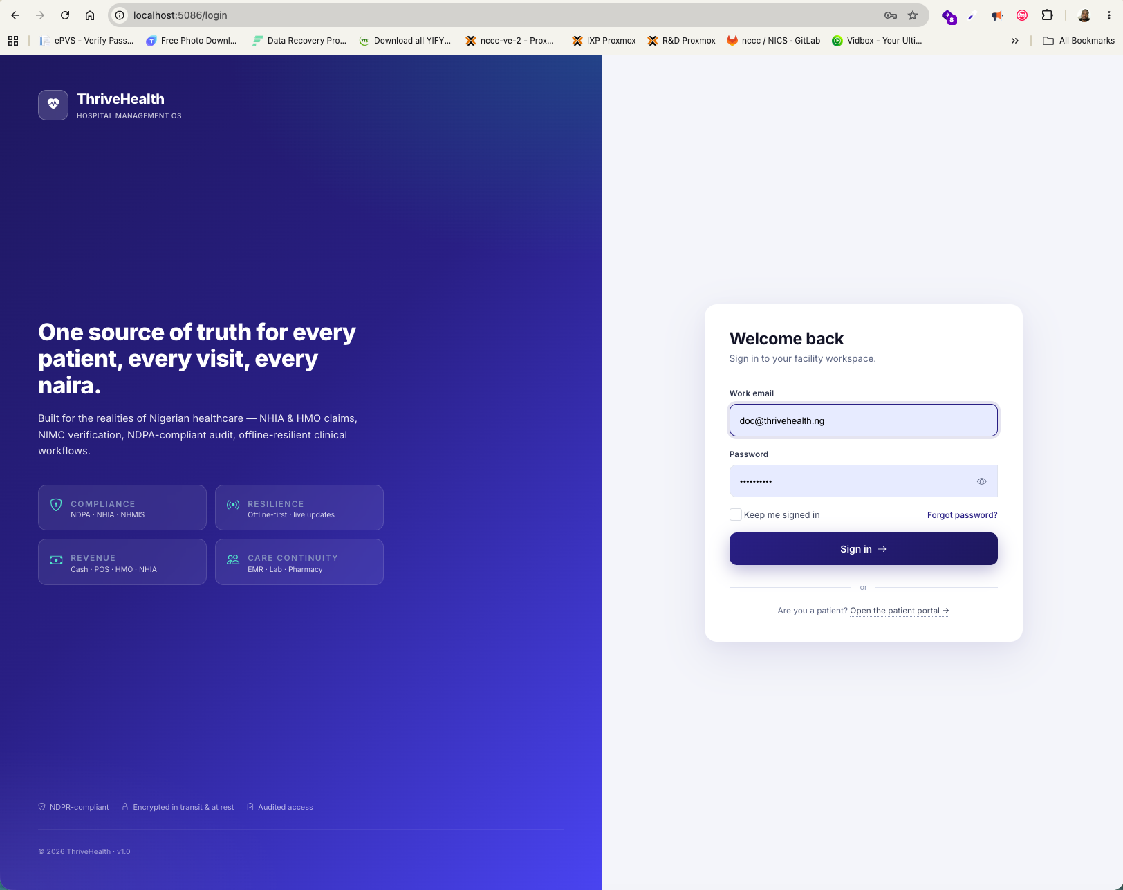 ThriveHealth hospital management platform